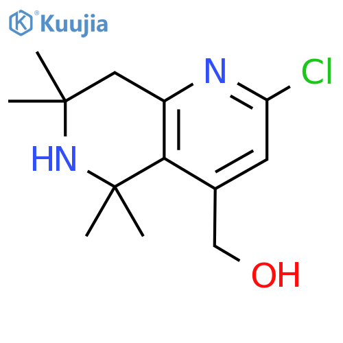 (2-chloro-5,5,7,7-tetramethyl-5,6,7,8-tetrahydro-1,6-naphthyridin-4-yl)methanol structure