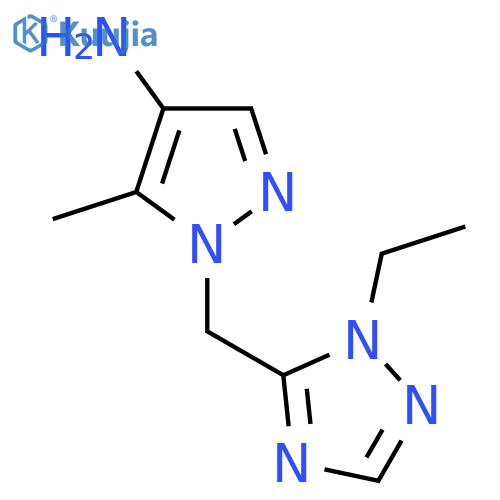 1-(1-ethyl-1H-1,2,4-triazol-5-yl)methyl-5-methyl-1H-pyrazol-4-amine structure