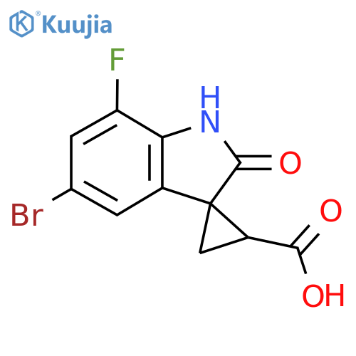 5'-bromo-7'-fluoro-2'-oxo-1',2'-dihydrospirocyclopropane-1,3'-indole-3-carboxylic acid structure