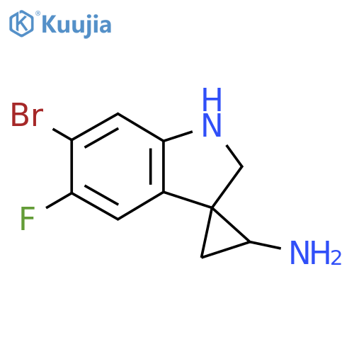 6'-bromo-5'-fluoro-1',2'-dihydrospirocyclopropane-1,3'-indole-3-amine structure