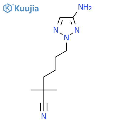 6-(4-amino-2H-1,2,3-triazol-2-yl)-2,2-dimethylhexanenitrile structure