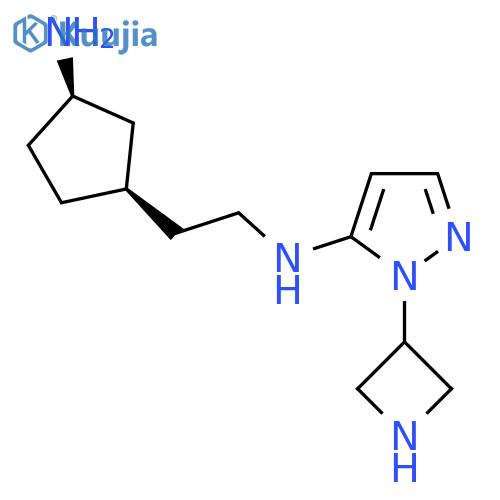 rac-N-{2-(1R,3R)-3-aminocyclopentylethyl}-1-(azetidin-3-yl)-1H-pyrazol-5-amine structure