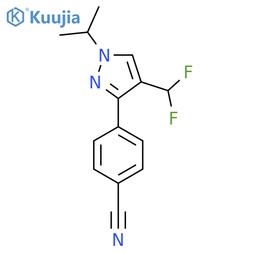 4-[4-(difluoromethyl)-1-(propan-2-yl)-1H-pyrazol-3-yl]benzonitrile structure