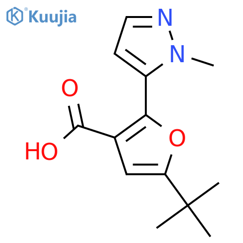5-tert-butyl-2-(1-methyl-1H-pyrazol-5-yl)furan-3-carboxylic acid structure