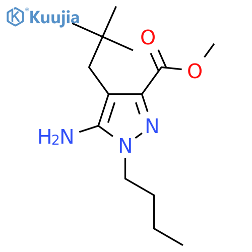 methyl 5-amino-1-butyl-4-(2,2-dimethylpropyl)-1H-pyrazole-3-carboxylate structure
