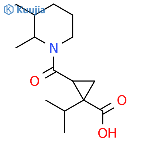 2-(2,3-Dimethylpiperidine-1-carbonyl)-1-(propan-2-yl)cyclopropane-1-carboxylic acid structure