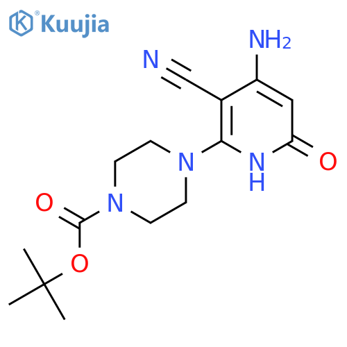 Tert-butyl 4-(4-amino-3-cyano-6-oxo-1,6-dihydropyridin-2-yl)piperazine-1-carboxylate structure