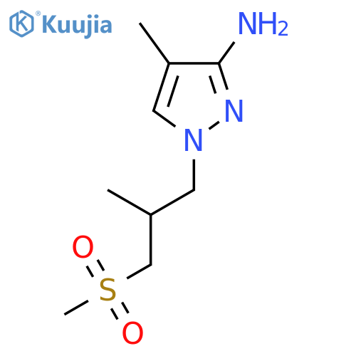 1-(3-methanesulfonyl-2-methylpropyl)-4-methyl-1H-pyrazol-3-amine structure
