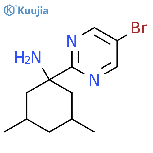 1-(5-Bromopyrimidin-2-yl)-3,5-dimethylcyclohexan-1-amine structure