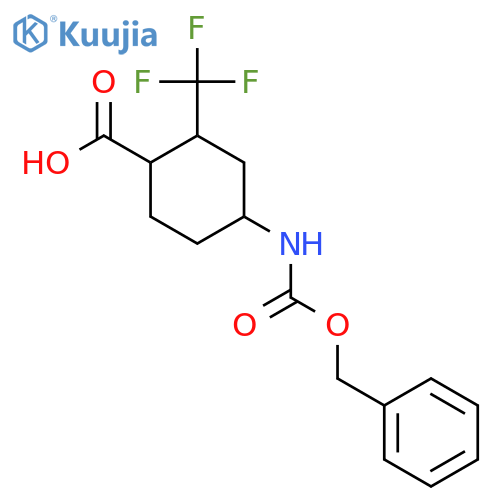 4-{(benzyloxy)carbonylamino}-2-(trifluoromethyl)cyclohexane-1-carboxylic acid structure