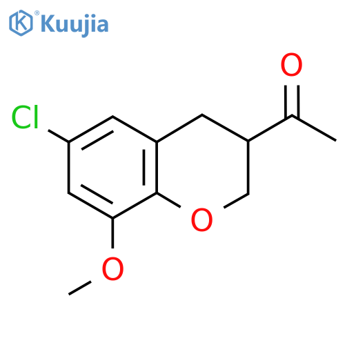 1-(6-chloro-8-methoxy-3,4-dihydro-2H-1-benzopyran-3-yl)ethan-1-one structure