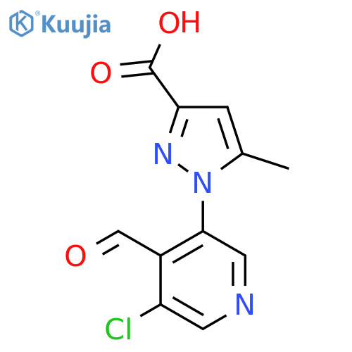1-(5-chloro-4-formylpyridin-3-yl)-5-methyl-1H-pyrazole-3-carboxylic acid structure
