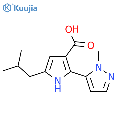 2-(1-methyl-1H-pyrazol-5-yl)-5-(2-methylpropyl)-1H-pyrrole-3-carboxylic acid structure