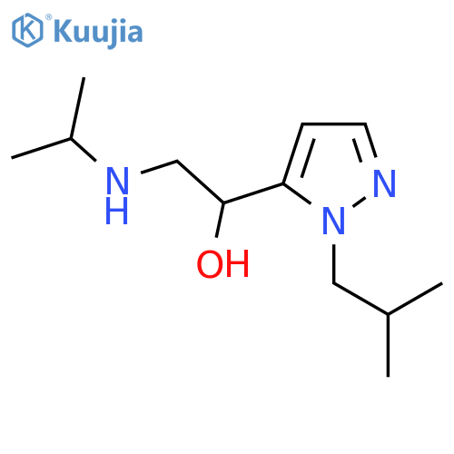 1-1-(2-methylpropyl)-1H-pyrazol-5-yl-2-(propan-2-yl)aminoethan-1-ol structure
