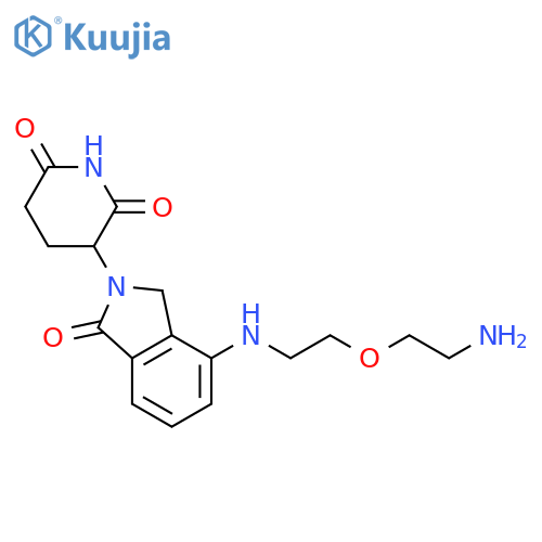 3-(4-{2-(2-aminoethoxy)ethylamino}-1-oxo-2,3-dihydro-1H-isoindol-2-yl)piperidine-2,6-dione structure