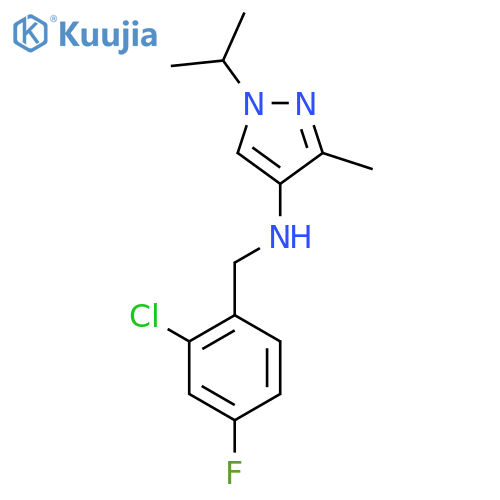 N-(2-chloro-4-fluorophenyl)methyl-3-methyl-1-(propan-2-yl)-1H-pyrazol-4-amine structure