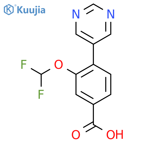3-(difluoromethoxy)-4-(pyrimidin-5-yl)benzoic acid structure