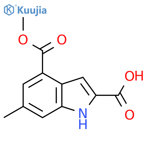 4-(methoxycarbonyl)-6-methyl-1H-indole-2-carboxylic acid structure