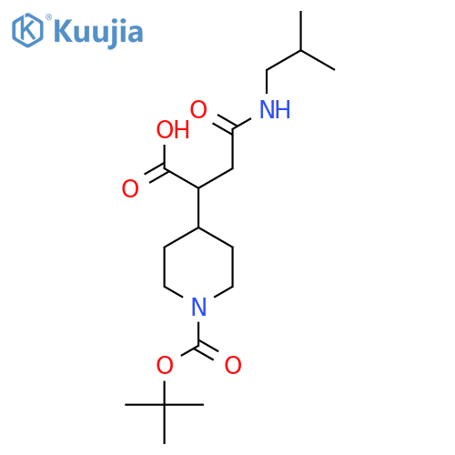 2-{1-[(Tert-butoxy)carbonyl]piperidin-4-yl}-3-[(2-methylpropyl)carbamoyl]propanoic acid structure