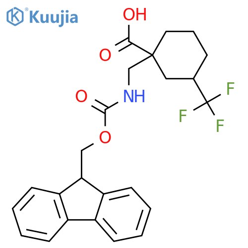 1-({(9H-fluoren-9-yl)methoxycarbonyl}amino)methyl-3-(trifluoromethyl)cyclohexane-1-carboxylic acid structure