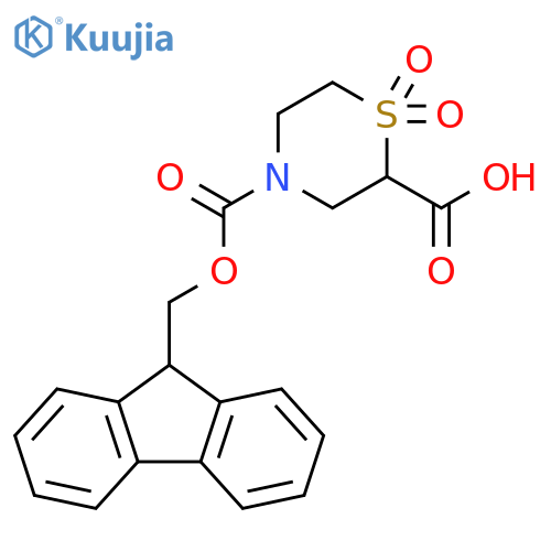 4-{[(9H-fluoren-9-yl)methoxy]carbonyl}-1,1-dioxo-1lambda6-thiomorpholine-2-carboxylic acid structure