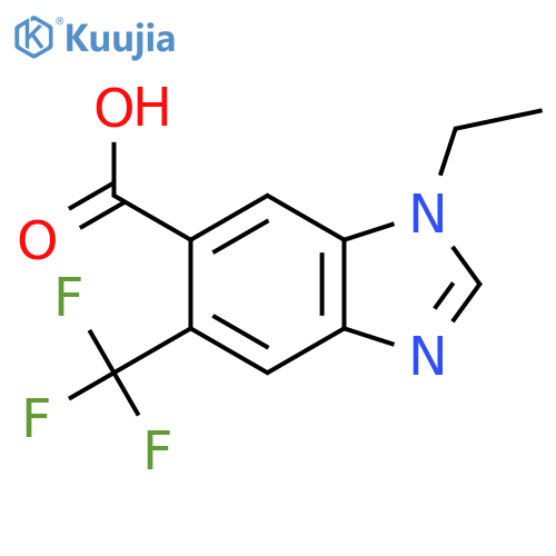 1-ethyl-5-(trifluoromethyl)-1H-1,3-benzodiazole-6-carboxylic acid structure