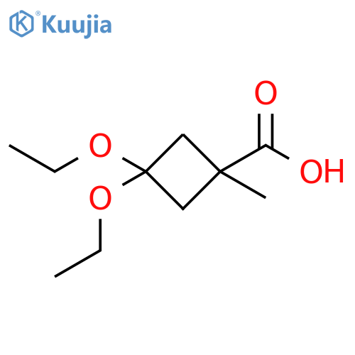 3,3-diethoxy-1-methylcyclobutane-1-carboxylic acid structure