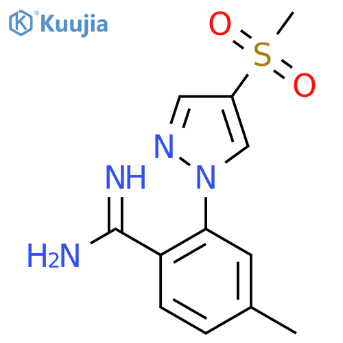 2-(4-methanesulfonyl-1H-pyrazol-1-yl)-4-methylbenzene-1-carboximidamide structure
