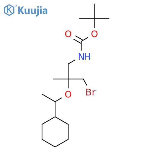 tert-butyl N-3-bromo-2-(1-cyclohexylethoxy)-2-methylpropylcarbamate structure