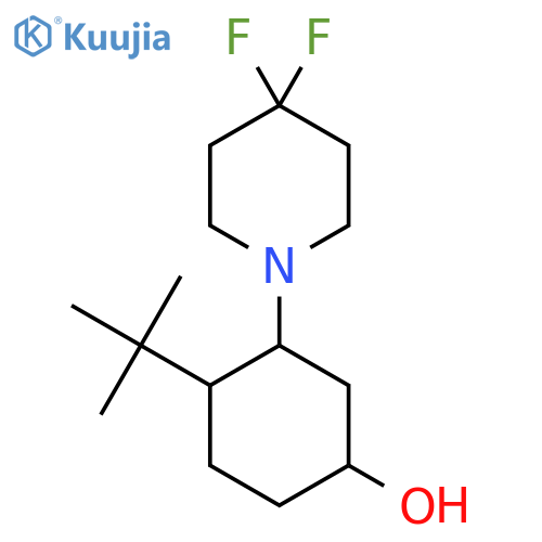 4-Tert-butyl-3-(4,4-difluoropiperidin-1-yl)cyclohexan-1-ol structure