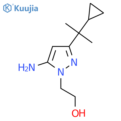 2-[5-amino-3-(2-cyclopropylpropan-2-yl)-1H-pyrazol-1-yl]ethan-1-ol structure
