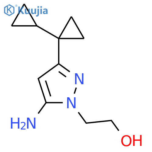 2-[5-amino-3-(1-cyclopropylcyclopropyl)-1H-pyrazol-1-yl]ethan-1-ol structure