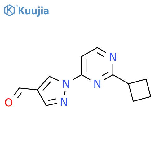 1-(2-cyclobutylpyrimidin-4-yl)-1H-pyrazole-4-carbaldehyde structure
