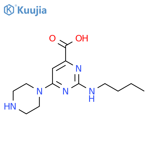 2-(butylamino)-6-(piperazin-1-yl)pyrimidine-4-carboxylic acid structure