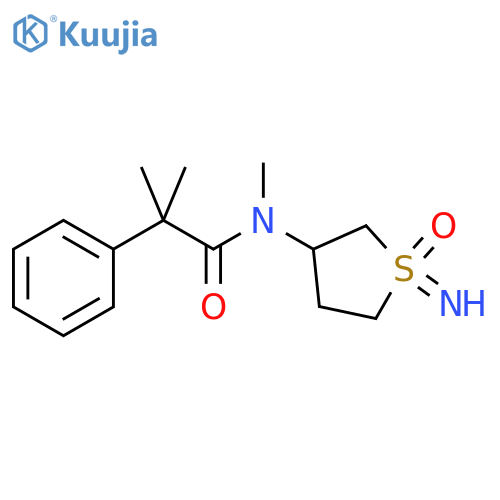N-(1-imino-1-oxo-1lambda6-thiolan-3-yl)-N,2-dimethyl-2-phenylpropanamide structure