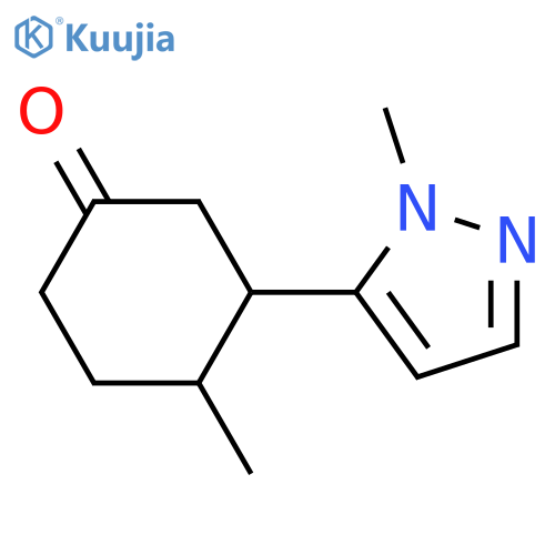 4-methyl-3-(1-methyl-1H-pyrazol-5-yl)cyclohexan-1-one structure