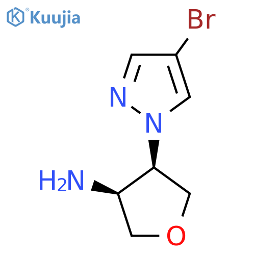 rac-(3R,4S)-4-(4-bromo-1H-pyrazol-1-yl)oxolan-3-amine structure