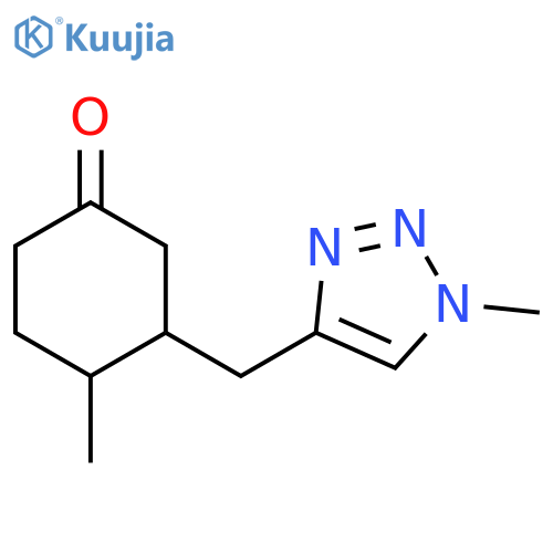 4-methyl-3-[(1-methyl-1H-1,2,3-triazol-4-yl)methyl]cyclohexan-1-one structure