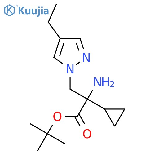 tert-butyl 2-amino-2-cyclopropyl-3-(4-ethyl-1H-pyrazol-1-yl)propanoate structure