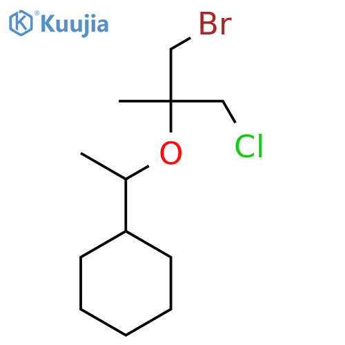 {1-(1-bromo-3-chloro-2-methylpropan-2-yl)oxyethyl}cyclohexane structure