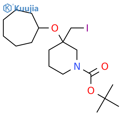 tert-butyl 3-(cycloheptyloxy)-3-(iodomethyl)piperidine-1-carboxylate structure