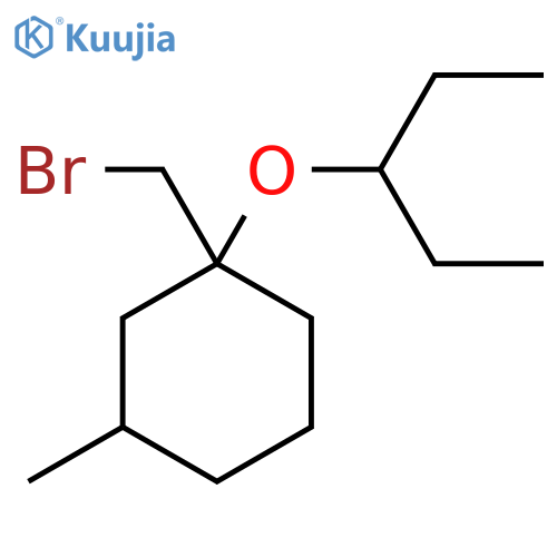 1-(bromomethyl)-3-methyl-1-(pentan-3-yloxy)cyclohexane structure