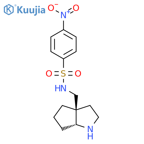 rac-N-{[(3aR,6aR)-octahydrocyclopenta[b]pyrrol-3a-yl]methyl}-4-nitrobenzene-1-sulfonamide structure