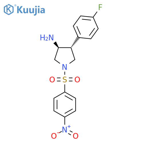 rac-(3R,4S)-4-(4-fluorophenyl)-1-(4-nitrobenzenesulfonyl)pyrrolidin-3-amine structure