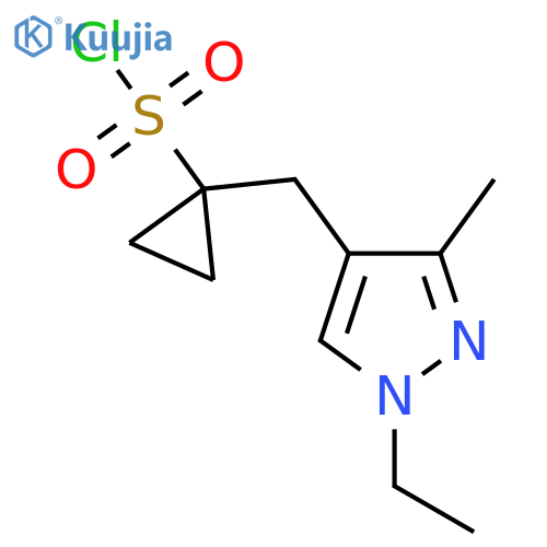 1-(1-ethyl-3-methyl-1H-pyrazol-4-yl)methylcyclopropane-1-sulfonyl chloride structure
