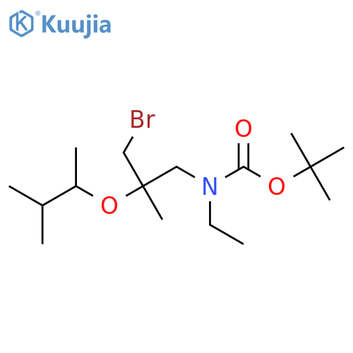 tert-butyl N-{3-bromo-2-methyl-2-(3-methylbutan-2-yl)oxypropyl}-N-ethylcarbamate structure