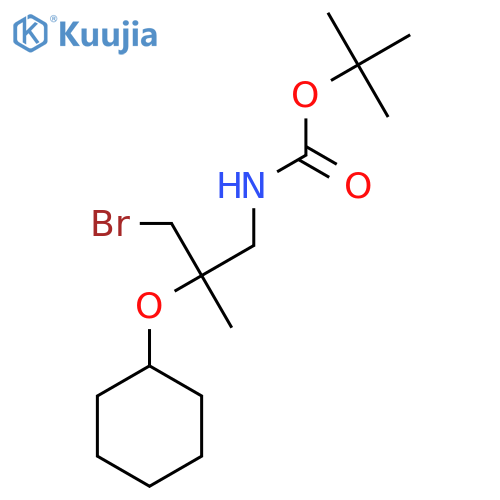 tert-butyl N-3-bromo-2-(cyclohexyloxy)-2-methylpropylcarbamate structure
