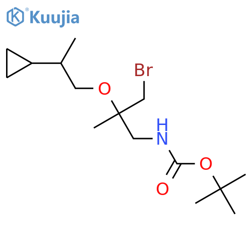 tert-butyl N-3-bromo-2-(2-cyclopropylpropoxy)-2-methylpropylcarbamate structure