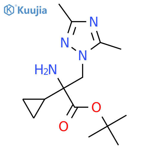 tert-butyl 2-amino-2-cyclopropyl-3-(dimethyl-1H-1,2,4-triazol-1-yl)propanoate structure