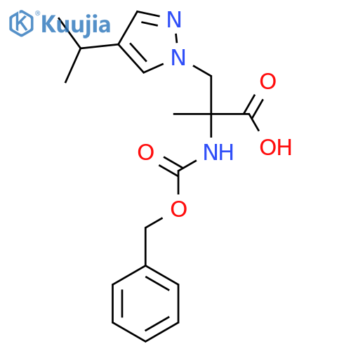 2-{(benzyloxy)carbonylamino}-2-methyl-3-4-(propan-2-yl)-1H-pyrazol-1-ylpropanoic acid structure
